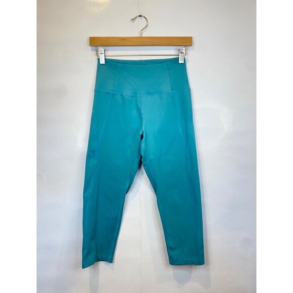Girlfriend Collective Small Vine Green Blue Capri Compression Leggings GUC - Picture 1 of 6